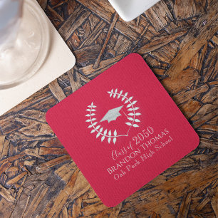 Moderne Abschlussklassiker Mörtelbrett Scharlachro Rechteckiger Pappuntersetzer