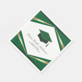 Moderne Abschlussmütze Grüne und goldene Party Serviette (Ecke)