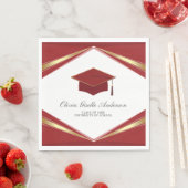 Moderne Abschlussmütze Rot & Gold Party Serviette (Beispiel)