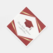 Moderne Abschlussmütze Rot & Gold Party Serviette (Ecke)