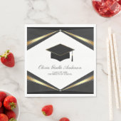 Moderne Abschlussmütze Schwarz & Gold Party Serviette (Beispiel)