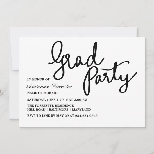 Moderne Absolvent-Party-Typografie Stripes Muster Einladung (Vorderseite)