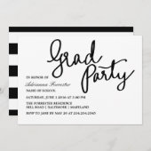 Moderne Absolvent-Party-Typografie Stripes Muster Einladung (Vorne/Hinten)