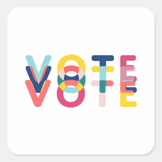 Moderne Abstimmungsaufkleber in Regenbogen Quadratischer Aufkleber (Vorderseite)