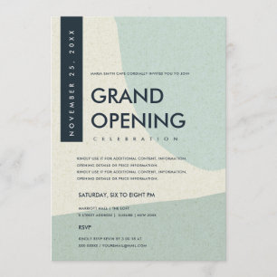 MODERNE ABSTRACTE KUNST AQUA BLAU GRAND OPENING EV EINLADUNG
