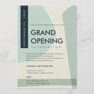 MODERNE ABSTRACTE KUNST AQUA BLAU GRAND OPENING EV EINLADUNG