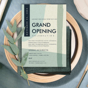 MODERNE ABSTRACTE KUNST AQUA BLAU GROßERÖFFNUNGSVE EINLADUNG