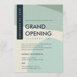 MODERNE ABSTRACTE KUNST AQUA BLAUWE GRAND OPENING  EINLADUNG