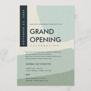 MODERNE ABSTRACTE KUNST AQUA BLAUWE GRAND OPENING  EINLADUNG