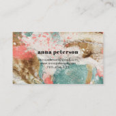 Moderne Abstrakt Art Coral Blue White Visitenkarte (Rückseite)