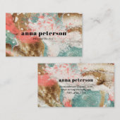Moderne Abstrakt Art Coral Blue White Visitenkarte (Vorne/Hinten)