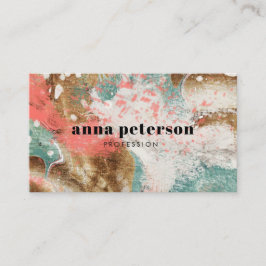 Moderne Abstrakt Art Coral Blue White Visitenkarte