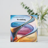 Moderne Abstrakt Art Foto Hochzeit Einladung (Stehend Vorderseite)