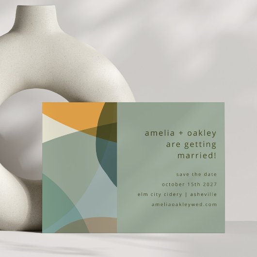 Moderne Abstrakt Art Green Sage Aquamarin Einzigar Save The Date