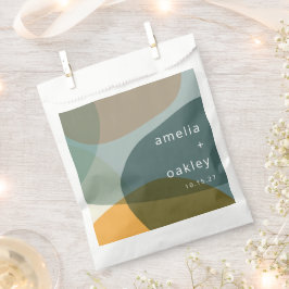 Moderne Abstrakt Art Green Sage Aquamarine Hochzei Geschenktütchen