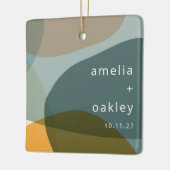 Moderne Abstrakt Art Green Sage Aquamarine Hochzei Keramikornament (Links)