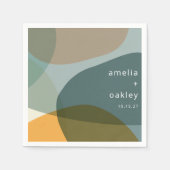 Moderne Abstrakt Art Green Sage Aquamarine Hochzei Serviette (Vorderseite)