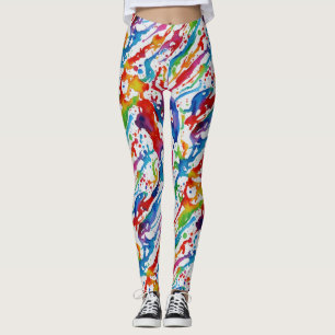 Moderne Abstrakt Art Rainbow Color Paint Spritzer Leggings
