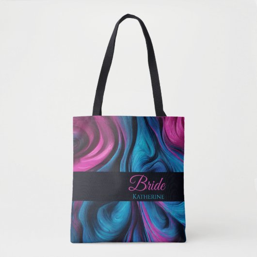 Moderne Abstrakt-blau-rosa- Tasche (Vorderseite)