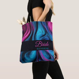 Moderne Abstrakt-blau-rosa- Tasche