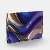 Moderne Abstrakt-blaue Lila- und Gold- Fotoblock (Links)