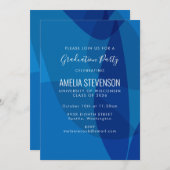 Moderne Abstrakt Blue Graduation Party Einladung (Vorne/Hinten)