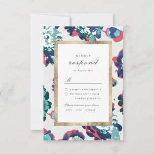 Moderne abstrakt-Blumenhochzeit RSVP