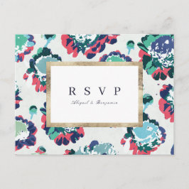 Moderne abstrakt-Blumenhochzeit RSVP Einladungspostkarte