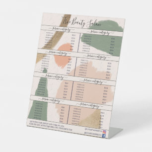 Moderne Abstrakt-Earth-Tones-Goldpreisliste Pedest Sockelschild