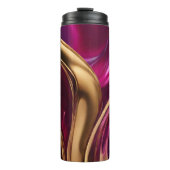 Moderne Abstrakt-Flow Art-Fuchsia Lila und Gold- Thermosbecher (Vorderseite)