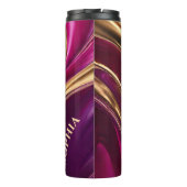 Moderne Abstrakt-Flow Art-Fuchsia Lila und Gold- Thermosbecher (Rückseite)
