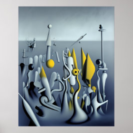 Moderne, Abstrakt-gelb-gelbe und weiße Formen Poster