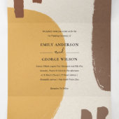 MODERNE ABSTRAKT GELBE ORANGE KÜNSTLERISCHE WEDD DREIFACH GEFALTETE EINLADUNG (Innenseite Mitte)