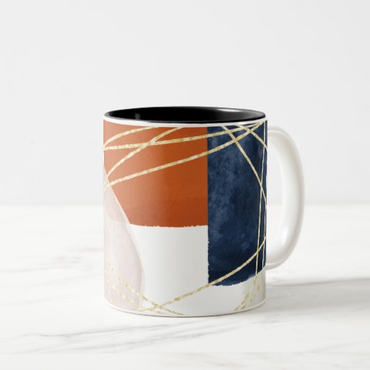 Moderne Abstrakt Geometrie des Mitteljahrhunderts Zweifarbige Tasse (VorderseiteRechts)