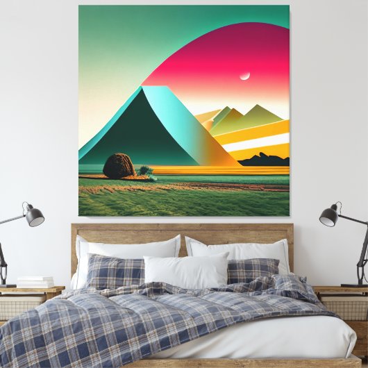 Moderne Abstrakt geometrische Landschaft Kunst und Leinwanddruck (Insitu (Schlafzimmer))