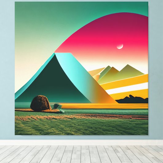 Moderne Abstrakt geometrische Landschaft Kunst und Leinwanddruck (Insitu (Holzboden))