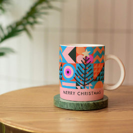 Moderne Abstrakt geometrische Pinks Blues Weihnach Kaffeetasse