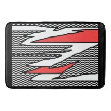 Moderne Abstrakt geometrische rote, große Badematt