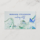 Moderne Abstrakt grüne blaue Acrylfarblackierung Visitenkarte (Vorderseite)