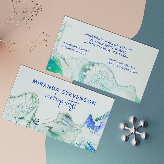 Moderne Abstrakt grüne blaue Acrylfarblackierung Visitenkarte
