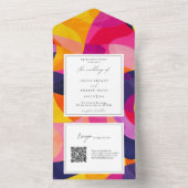 Moderne Abstrakt-Hot-Pink-QR-Hochzeit All In One Einladung (Innen Boden)
