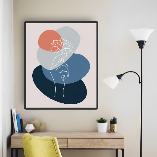 Moderne Abstrakt-minimalistische Holding-Blume Boh Poster