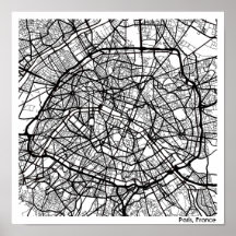 Moderne abstrakt-minimalistische Stadtkarte Paris