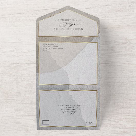 Moderne Abstrakt neutrale Farben All In One Einladung (Außenbereich)