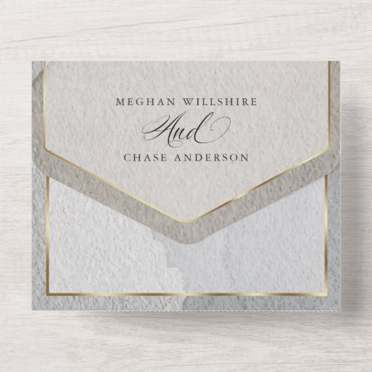 Moderne Abstrakt neutrale Farben All In One Einladung (Rückseite)