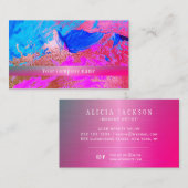 Moderne abstrakt rosa blaue Metallkarte Visitenkarte (Vorne/Hinten)