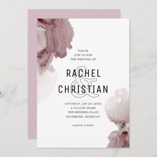 Moderne abstrakt-rosa-geode-Hochzeit Einladung (Vorne/Hinten)