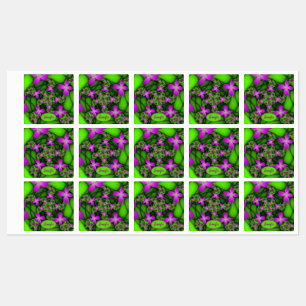 Moderne Abstrakt rosa grüne Fraktal Blume Name Etiketten