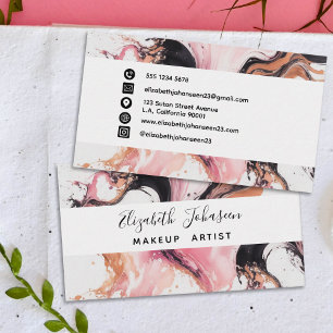 Moderne, Abstrakt rosa, schwarz beige Wasserfarbe Visitenkarte