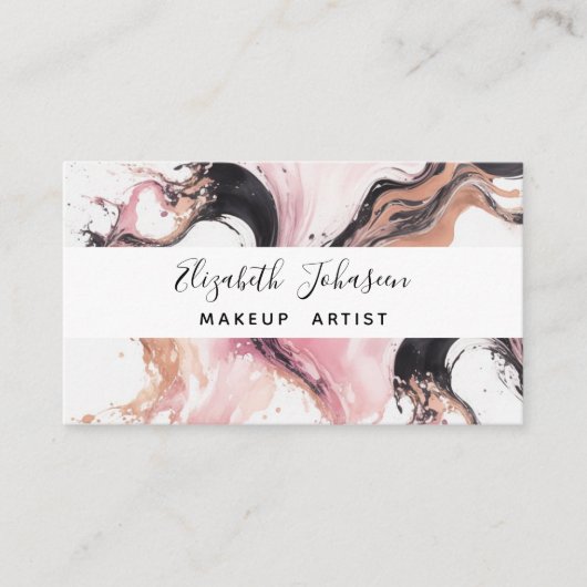 Moderne, Abstrakt rosa, schwarz beige Wasserfarbe Visitenkarte (Vorderseite)